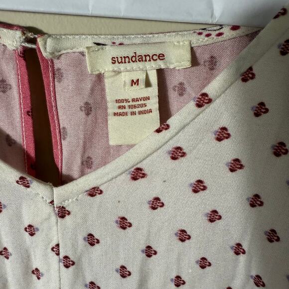 Sundance Peasant Top SZ M Paisley Floral Pink White Cream V Neck Boho Prairie - Picture 3 of 6